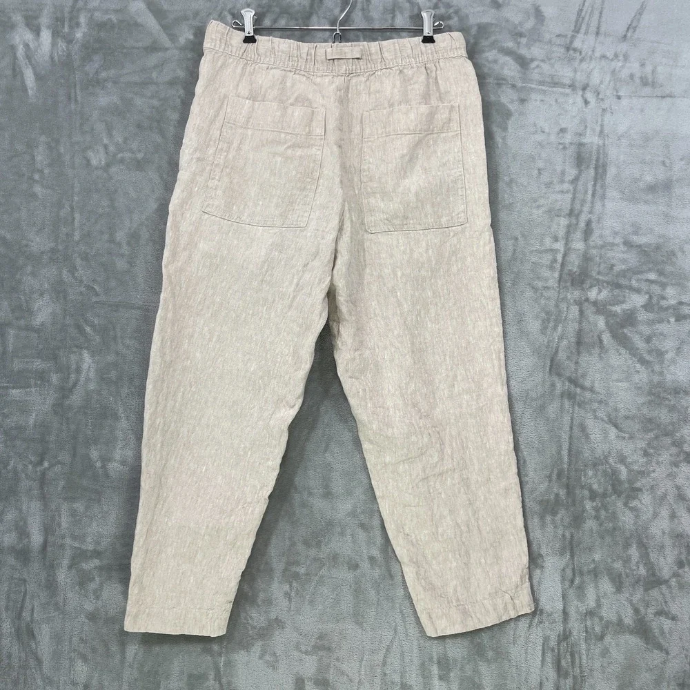 ZARA Women's 100%‎ Linen Pants Size M Beige Drawstring Relaxed Fit Beach Summer